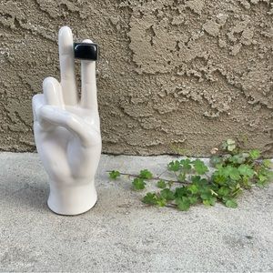 Vintage. Dark Silver and Black Metal, Rectangular Stone